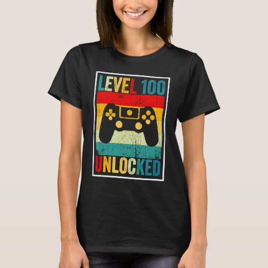 100 Days Of School Level Unlocked Gamer Video Game T-Shirt (Vorderseite)