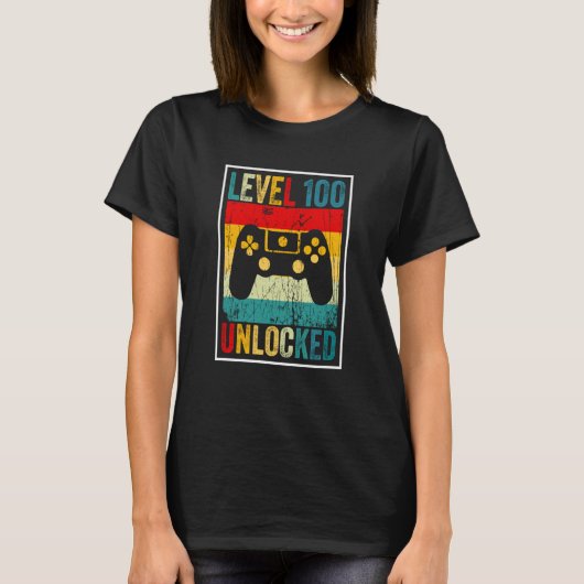 100 Days Of School Level Unlocked Gamer Video Game T-Shirt (Vorderseite)