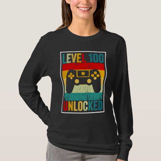 100 Days Of School Level Unlocked Gamer Video Game T-Shirt (Vorderseite)