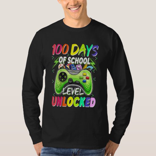100 Days of School Level Unlocked Video Games Game T-Shirt (Vorderseite)