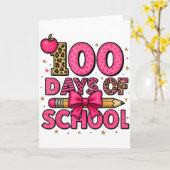 100 Days Of School Nk Coquette Bow Girls 100th Day Karte (Gelbe Blume)