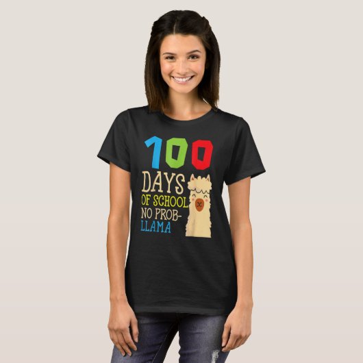 100 Days Of School No Prob Llama Cute Alpaca Stude T-Shirt (Vorne ganz)