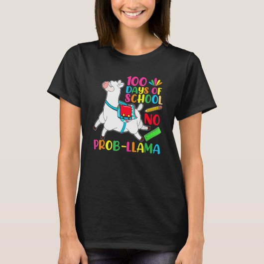 100 Days Of School No Prob-Llama Funny Llama 100th T-Shirt (Vorderseite)