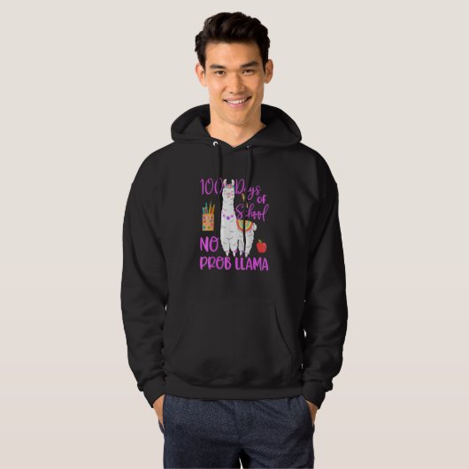 100 Days Of School No Prob Llama Llama Teacher 100 Hoodie (Vorne ganz)