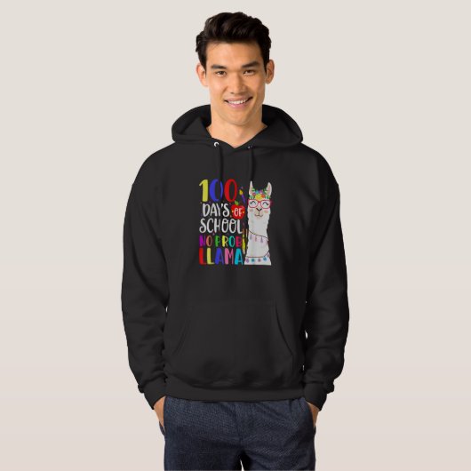 100 Days Of School No Prob Llama Llama Teacher 100 Hoodie (Vorne ganz)