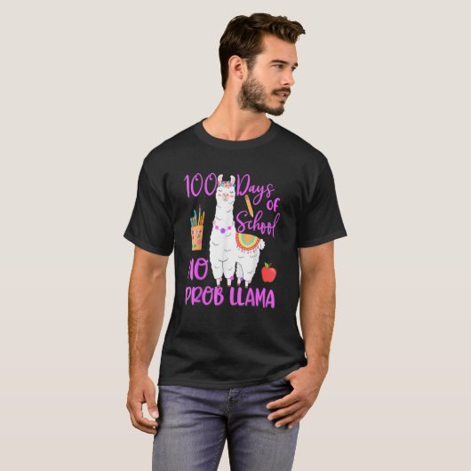 100 Days Of School No Prob Llama Llama Teacher 100 T-Shirt (Vorne ganz)