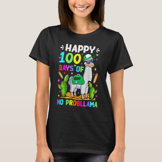 100 Days Of School No Prob Llama Llama Teacher 100 T-Shirt (Vorderseite)