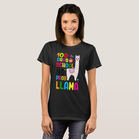 100 Days Of School No Prob-llama Llama Teacher 100 T-Shirt (Vorne ganz)