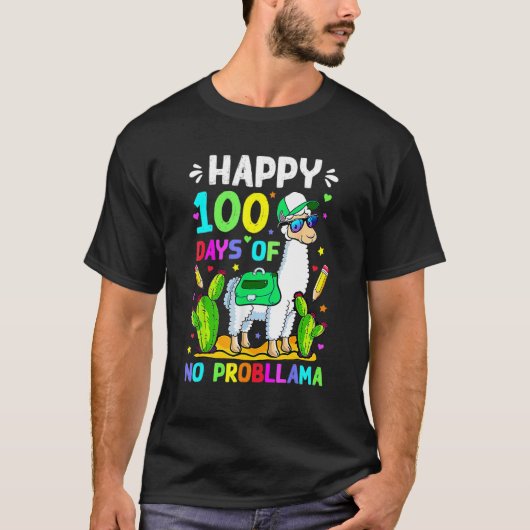 100 Days Of School No Prob Llama Llama Teacher 100 T-Shirt (Vorderseite)