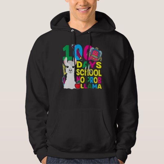 100 Days Of School No Prob-llama Llama Teacher And Hoodie (Vorderseite)