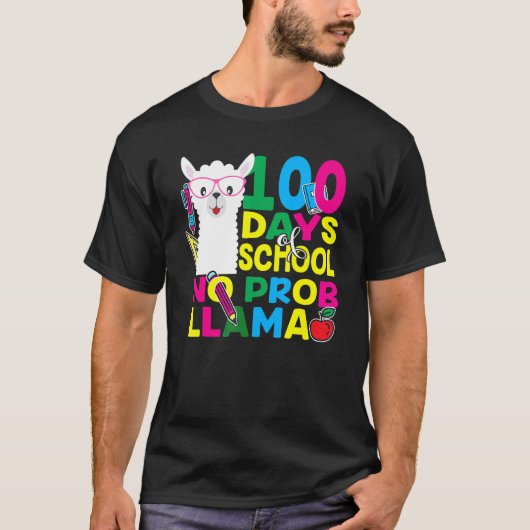 100 Days Of School No Prob-llama Llama Teacher And T-Shirt (Vorderseite)