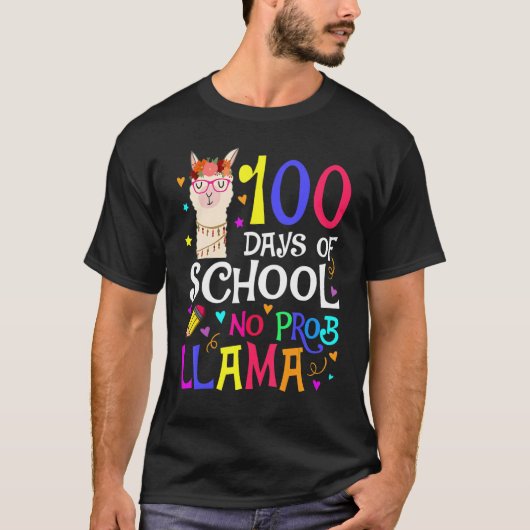 100 Days Of School No Prob Llama Llama Teacher And T-Shirt (Vorderseite)