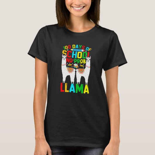 100 Days Of School No Prob-llama Llama Teacher And T-Shirt (Vorderseite)