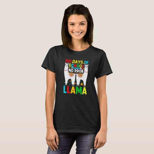 100 Days Of School No Prob-llama Llama Teacher And T-Shirt (Vorne ganz)