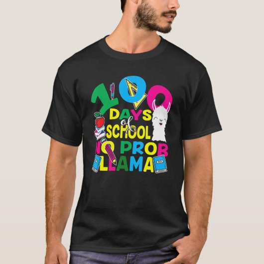 100 Days Of School No Prob-llama Llama Teacher And T-Shirt (Vorderseite)