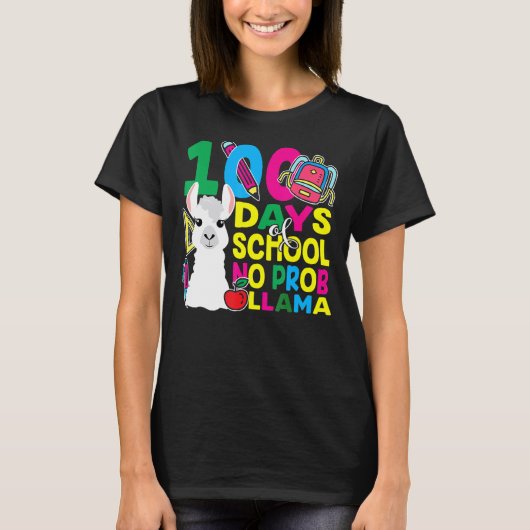 100 Days Of School No Prob-llama Llama Teacher And T-Shirt (Vorderseite)