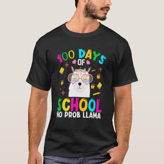 100 Days Of School No Prob-llama Llama Teacher And T-Shirt (Vorderseite)