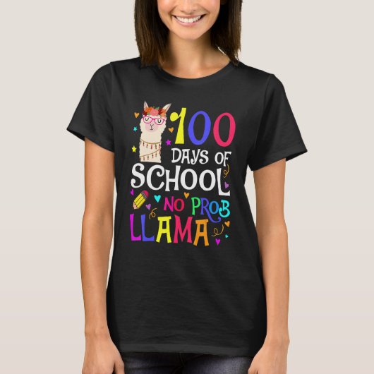 100 Days Of School No Prob Llama Llama Teacher And T-Shirt (Vorderseite)