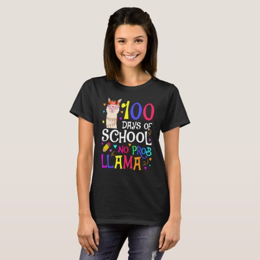 100 Days Of School No Prob Llama Llama Teacher And T-Shirt (Vorne ganz)