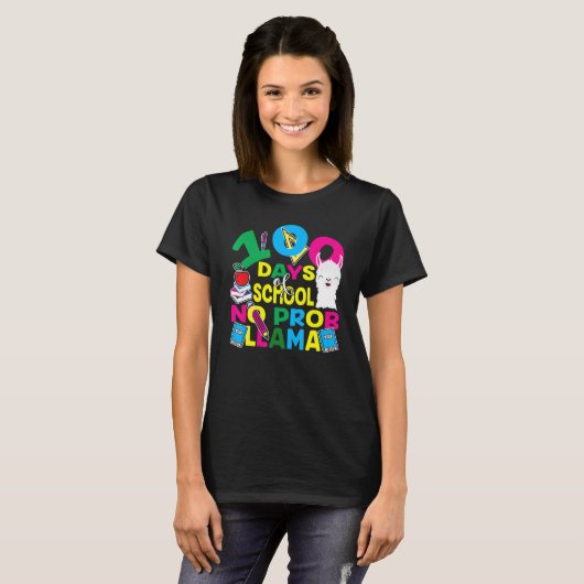 100 Days Of School No Prob-llama Llama Teacher And T-Shirt (Vorne ganz)