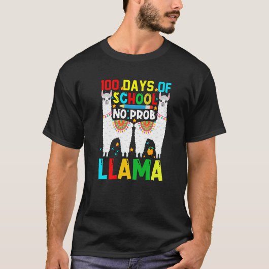 100 Days Of School No Prob-llama Llama Teacher And T-Shirt (Vorderseite)