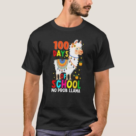 100 Days Of School No Prob-llama Llama Teacher And T-Shirt (Vorderseite)