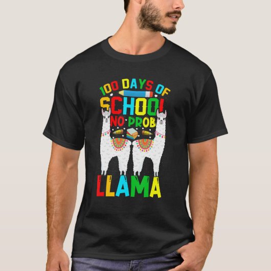 100 Days Of School No Prob-llama Llama Teacher And T-Shirt (Vorderseite)