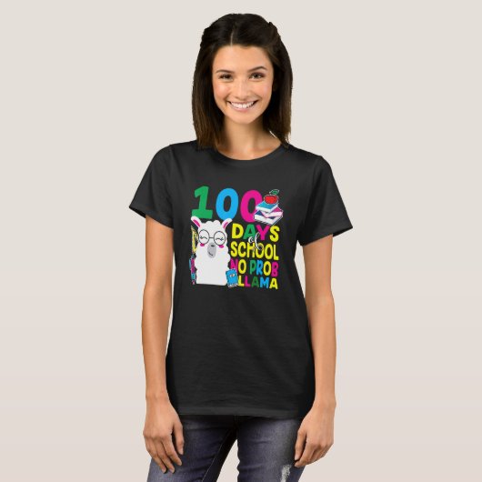 100 Days Of School No Prob-llama Llama Teacher And T-Shirt (Vorne ganz)