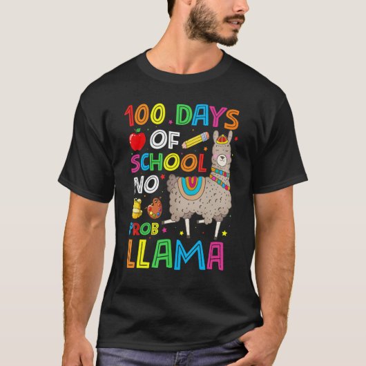 100 Days Of School No Prob-llama Llama Teacher And T-Shirt (Vorderseite)