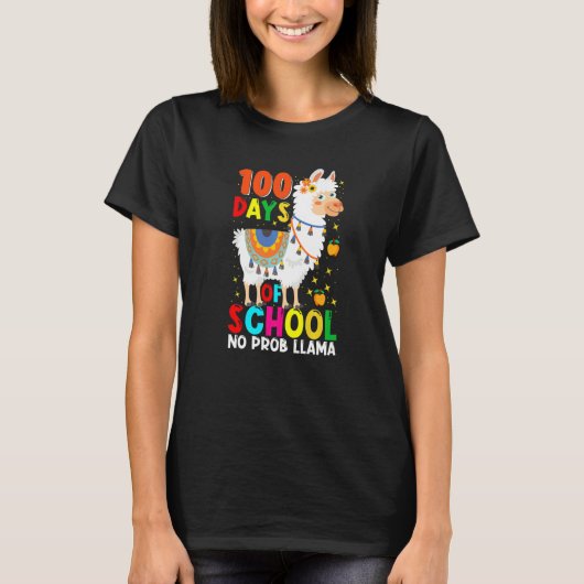 100 Days Of School No Prob-llama Llama Teacher And T-Shirt (Vorderseite)