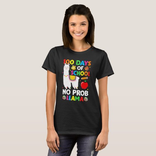 100 Days Of School No Prob Llama Llama Teacher And T-Shirt (Vorne ganz)