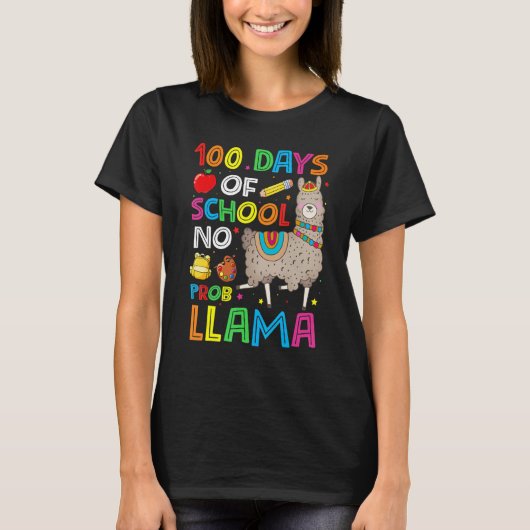 100 Days Of School No Prob-llama Llama Teacher And T-Shirt (Vorderseite)