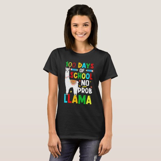 100 Days Of School No Prob-llama Llama Teacher And T-Shirt (Vorne ganz)