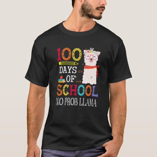 100 Days Of School No Prob llama  Llama Teacher Gi T-Shirt (Vorderseite)