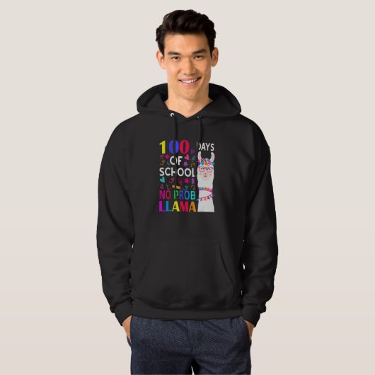 100 Days Of School No Prob Llama Llama Teacher Stu Hoodie (Vorne ganz)