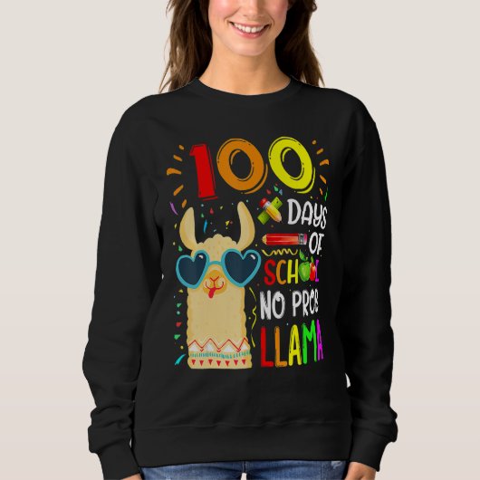 100 Days Of School No Prob Llama Lover Teacher Kid Sweatshirt (Vorderseite)