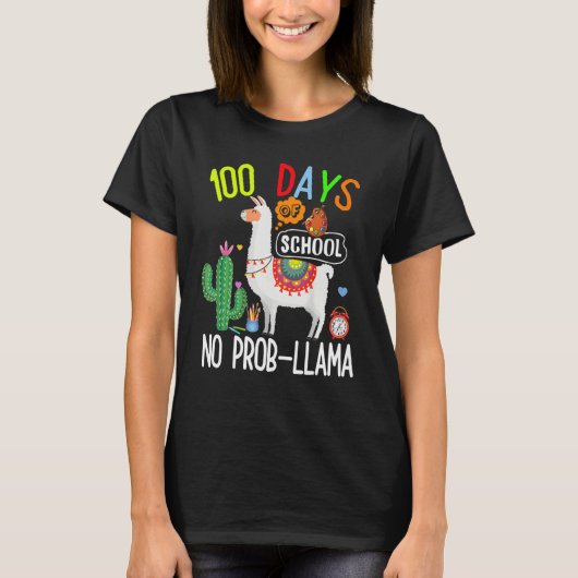 100 Days Of School No Prob Llama Lover Teacher Kid T-Shirt (Vorderseite)