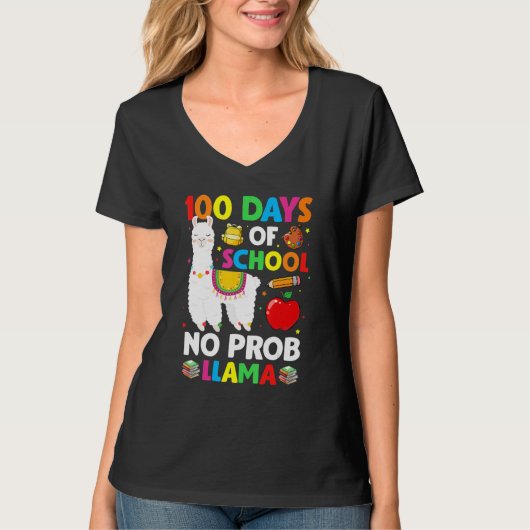 100 Days Of School No Prob Llama Lover Teacher Kid T-Shirt (Vorderseite)