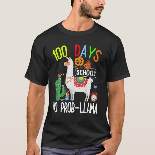 100 Days Of School No Prob Llama Lover Teacher Kid T-Shirt (Vorderseite)