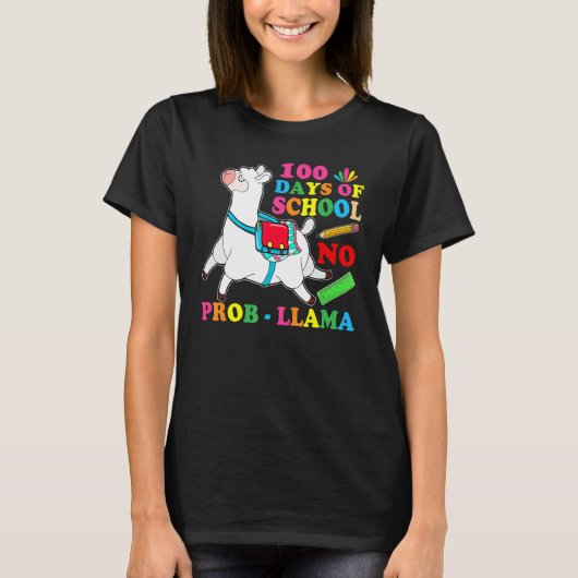 100 Days Of School No Prob Llama Lover Teacher Kid T-Shirt (Vorderseite)