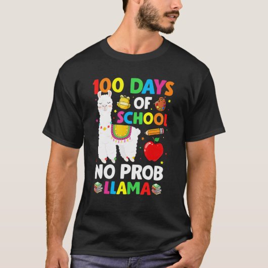 100 Days Of School No Prob Llama Teacher 100th Day T-Shirt (Vorderseite)