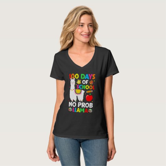 100 Days Of School No Prob Llama Teacher 100th Day T-Shirt (Vorderseite Vollansicht)