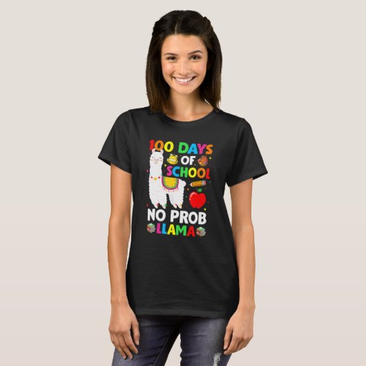 100 Days Of School No Prob Llama Teacher 100th Day T-Shirt (Vorne ganz)