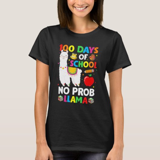 100 Days Of School No Prob Llama Teacher 100th Day T-Shirt (Vorderseite)
