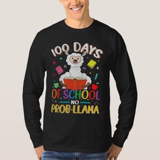 100 Days Of School No Prob llama Teacher Student 1 T-Shirt (Vorderseite)