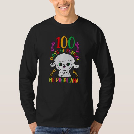 100 Days of School No Probllama 100th Day of Schoo T-Shirt (Vorderseite)