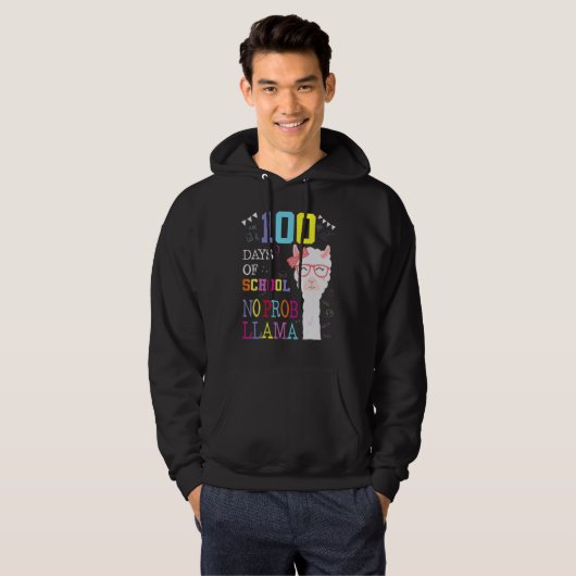 100 Days Of School No Probllama Llama 100Th Day 8 Hoodie (Vorne ganz)