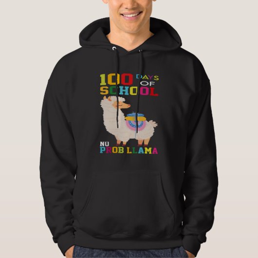 100 Days of School No Probllama Llama 100th Day Sm Hoodie (Vorderseite)