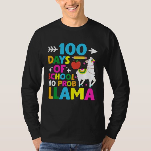 100 Days of School No Probllama Llama 100th Day T-Shirt (Vorderseite)