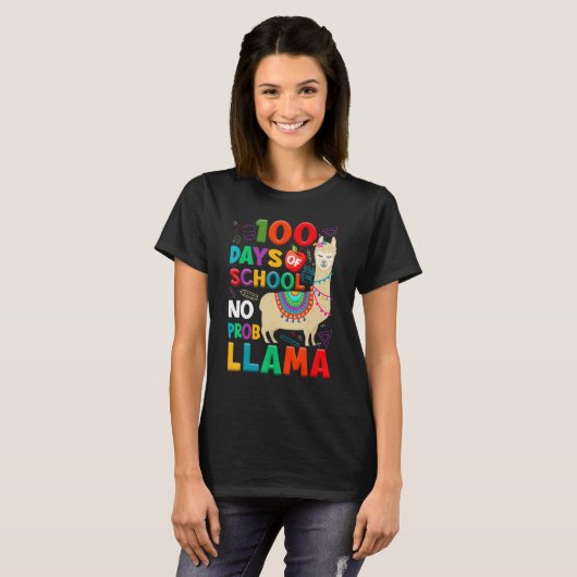 100 Days of School No Probllama Llama 100th Day Te T-Shirt (Vorne ganz)